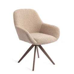 Jesper Home Draaibare Eetkamerstoel Kushi Turn Brown* Beige Eetkamerstoelen|Draaibare Eetkamerstoelen