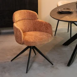 LABEL51 Draaibare Eetkamerstoel Levi Elite stof* Draaibare Eetkamerstoelen|Eetkamerstoelen Met Armleuning