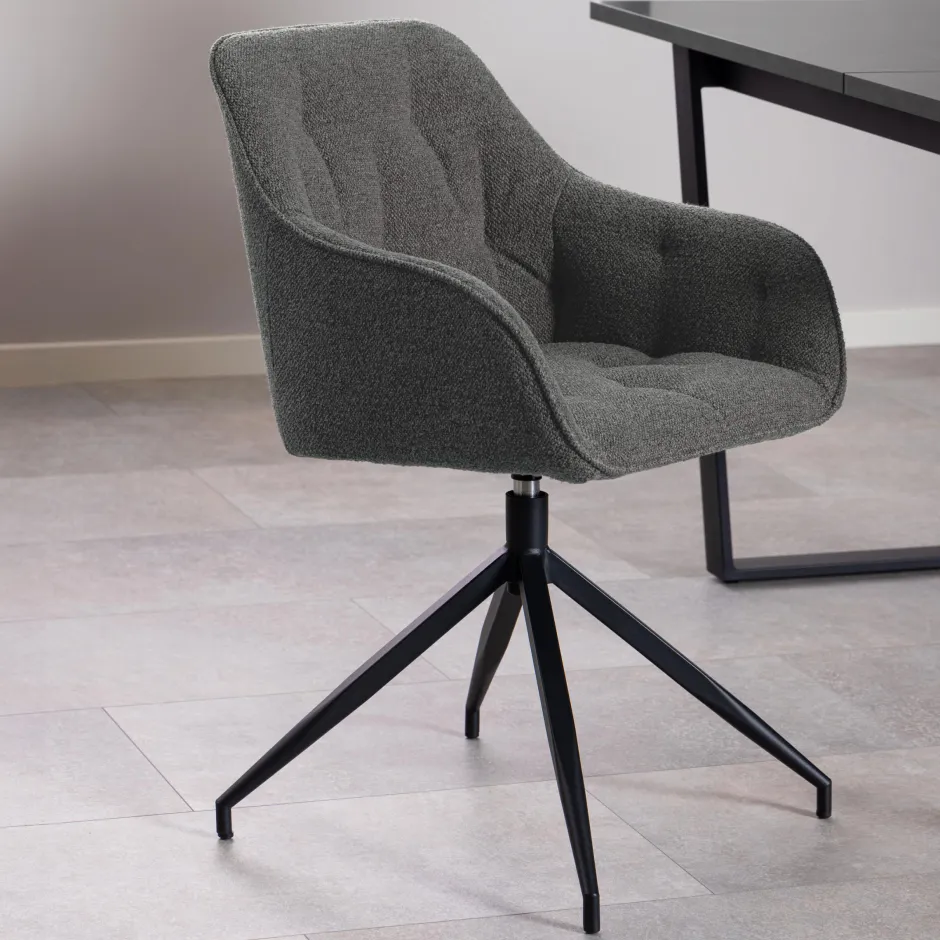 Bendt Draaibare Eetkamerstoel Loren Bouclé* Eetkamerstoelen Bouclé / Teddy|Draaibare Eetkamerstoelen