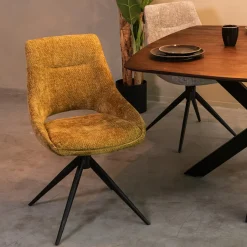 LABEL51 Draaibare Eetkamerstoel Marlow Elite stof* Beige Eetkamerstoelen|Draaibare Eetkamerstoelen