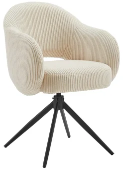 Artistiq Living Draaibare Eetkamerstoel Melodee Ribstof* Eetkamerstoelen Met Armleuning