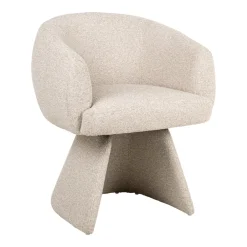 Richmond Interiors Draaibare Eetkamerstoel Quiriro Bouclé, kleur Crème* Beige Eetkamerstoelen|Eetkamerstoelen Bouclé / Teddy