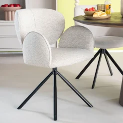 Eleonora Draaibare Eetkamerstoel Rosalin* Beige Eetkamerstoelen|Draaibare Eetkamerstoelen