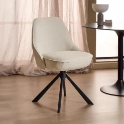 Bendt Draaibare Eetkamerstoel Shavana Chenille* Chenille Eetkamerstoelen|Beige Eetkamerstoelen
