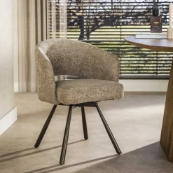 LifestyleFurn Draaibare Eetkamerstoel Shakemia Cargo stof, kleur /Bruin* Beige Eetkamerstoelen|Eetkamerstoelen Met Armleuning