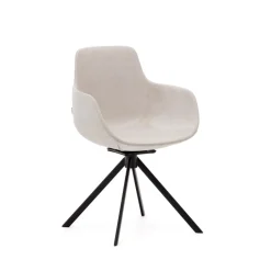 Kave Home Draaibare Eetkamerstoel Tissiana Chenille* Chenille Eetkamerstoelen|Beige Eetkamerstoelen