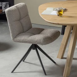 WOOOD Draaibare Eetkamerstoel Vinny Bouclé* Eetkamerstoelen Bouclé / Teddy|Draaibare Eetkamerstoelen