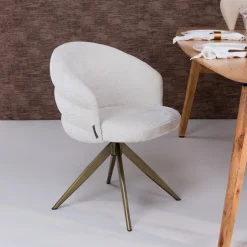 Richmond Interiors Draaibare Eetkamerstoel Zendaya Chenille* Draaibare Eetkamerstoelen|Eetkamerstoelen Met Armleuning