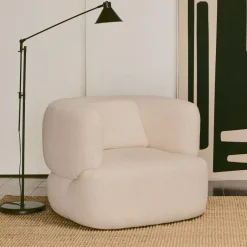 Kave Home Draaifauteuil Martina Bouclé, kleur* Fauteuil Stof / Textiel|Fauteuil Bouclé / Teddy