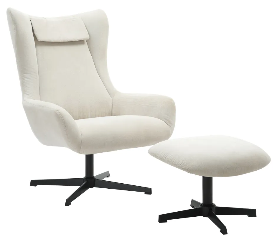 Artistiq Living Draaifauteuil Mendy Met hocker, Rib* Fauteuil Stof / Textiel