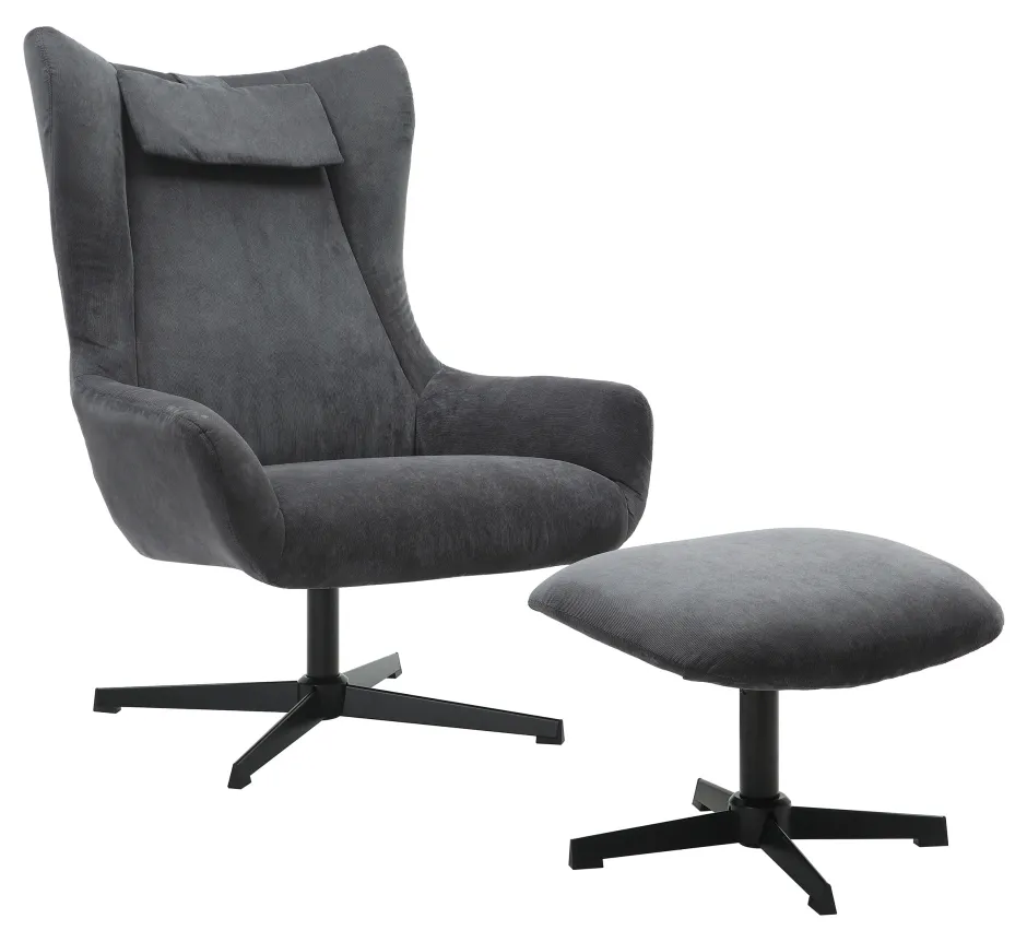 Artistiq Living Draaifauteuil Mendy Met hocker, Rib* Fauteuil Stof / Textiel