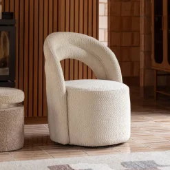 Dutchbone Draaifauteuil Seina Bouclé* Fauteuil Stof / Textiel|Fauteuil Bouclé / Teddy