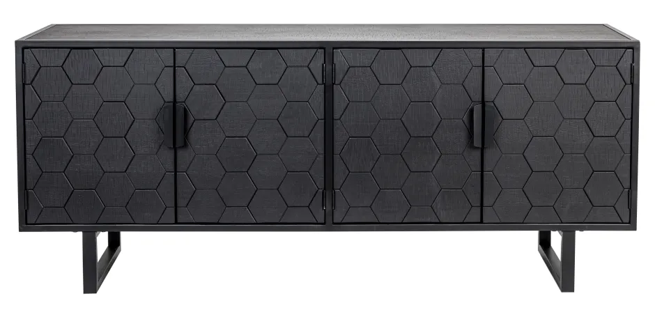 ZILT Dressoir Derrius Dennenhout, 140cm, kleur zwart* Dressoirs
