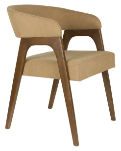 Dutchbone Eetkamerstoel Adamello Essenfineer en stof* Beige Eetkamerstoelen|Eetkamerstoelen Met Armleuning