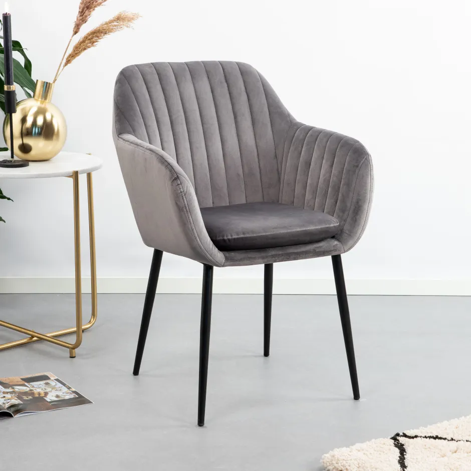 Sohome Eetkamerstoel Albin Black Velvet* Eetkamerstoelen Velvet / Fluweel|Eetkamerstoelen Met Armleuning