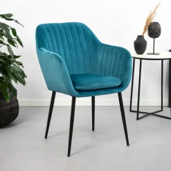 Sohome Eetkamerstoel Albin Black Velvet* Eetkamerstoelen Velvet / Fluweel|Eetkamerstoelen Met Armleuning