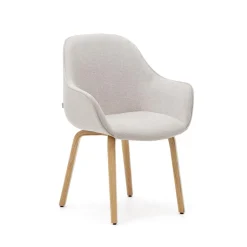 Kave Home Eetkamerstoel Aleli Chenille, kleur* Chenille Eetkamerstoelen|Beige Eetkamerstoelen