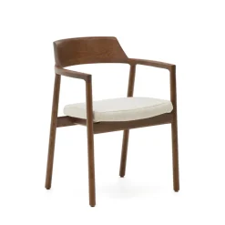 Kave Home Eetkamerstoel Alocs Eikenhout en chenille* Chenille Eetkamerstoelen|Eetkamerstoelen Met Armleuning