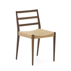 Kave Home Eetkamerstoel Analy Eikenhout en touw* Eetkamerstoelen Zonder Armleuning