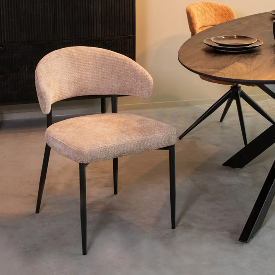 LABEL51 Eetkamerstoel Bliss Elite stof* Eetkamerstoelen Met Armleuning