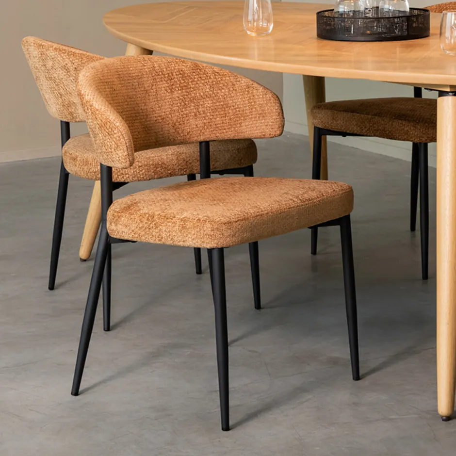 LABEL51 Eetkamerstoel Bliss Elite stof* Eetkamerstoelen Met Armleuning
