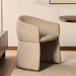 Kave Home Eetkamerstoel Bosca Chenille* Chenille Eetkamerstoelen|Beige Eetkamerstoelen