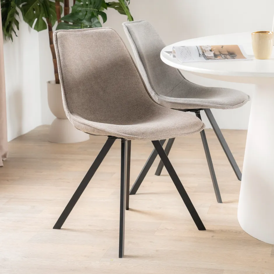 By-Boo Eetkamerstoel Boy* Beige Eetkamerstoelen|Draaibare Eetkamerstoelen