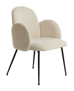 Light & Living Eetkamerstoel Chiba Bouclé, kleur Crème* Eetkamerstoelen Bouclé / Teddy|Eetkamerstoelen Met Armleuning