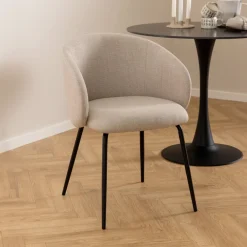Bendt Eetkamerstoel Cristi Structuurstof* Beige Eetkamerstoelen|Eetkamerstoelen Met Armleuning