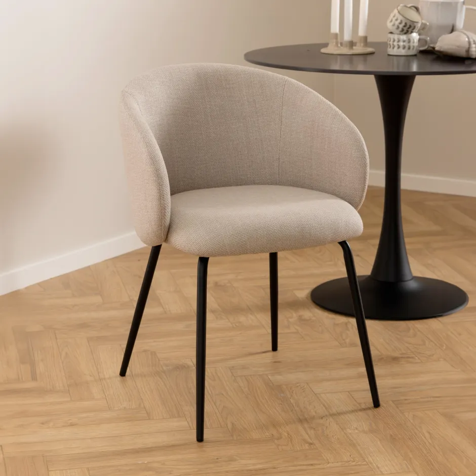 Bendt Eetkamerstoel Cristi Structuurstof* Beige Eetkamerstoelen|Eetkamerstoelen Met Armleuning