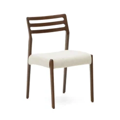 Kave Home Eetkamerstoel Cudia Eikenhout en chenille* Chenille Eetkamerstoelen|Eetkamerstoelen Zonder Armleuning