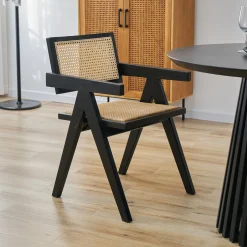 Artistiq Living Eetkamerstoel Daja Hout en rotan* Eetkamerstoelen Met Armleuning