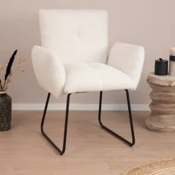 Tower Living Eetkamerstoel Dante Teddy* Eetkamerstoelen Bouclé / Teddy|Eetkamerstoelen Met Armleuning