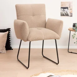 Tower Living Eetkamerstoel Dante Teddy* Eetkamerstoelen Bouclé / Teddy|Eetkamerstoelen Met Armleuning