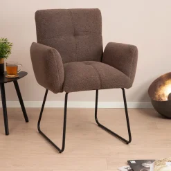 Tower Living Eetkamerstoel Dante Teddy* Eetkamerstoelen Bouclé / Teddy|Eetkamerstoelen Met Armleuning