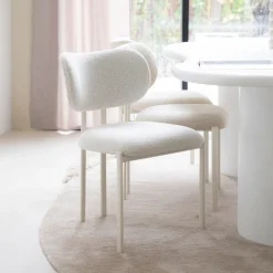 By-Boo Eetkamerstoel Daybreak Bouclé* Beige Eetkamerstoelen|Eetkamerstoelen Bouclé / Teddy