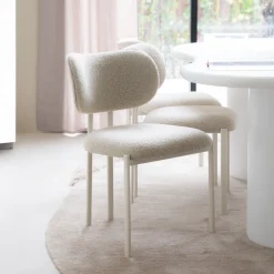 By-Boo Eetkamerstoel Daybreak Bouclé* Beige Eetkamerstoelen|Eetkamerstoelen Bouclé / Teddy