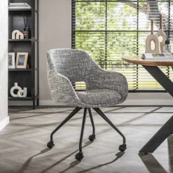 LifestyleFurn Eetkamerstoel Deonte Op wieltjes* Beige Eetkamerstoelen|Draaibare Eetkamerstoelen