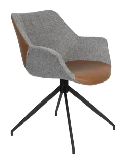 Zuiver Eetkamerstoel Doulton Draaibaar Stof / PU, kleur Grijs /* Draaibare Eetkamerstoelen|Eetkamerstoelen Met Armleuning