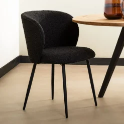 Light & Living Eetkamerstoel Elyna Bouclé* Beige Eetkamerstoelen|Eetkamerstoelen Bouclé / Teddy
