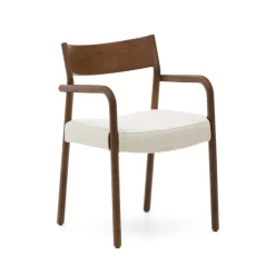 Kave Home Eetkamerstoel Falconera Eikenhout en chenille* Chenille Eetkamerstoelen|Eetkamerstoelen Met Armleuning