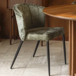 Dutchbone Eetkamerstoel Georgia Chenille* Beige Eetkamerstoelen|Chenille Eetkamerstoelen