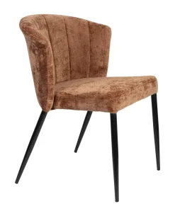 Dutchbone Eetkamerstoel Georgia Chenille* Beige Eetkamerstoelen|Chenille Eetkamerstoelen