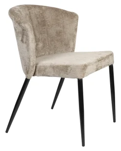 Dutchbone Eetkamerstoel Georgia Chenille* Beige Eetkamerstoelen|Chenille Eetkamerstoelen