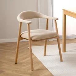 Bendt Eetkamerstoel Gerado Eikenhout en chenille, kleur* Chenille Eetkamerstoelen|Beige Eetkamerstoelen