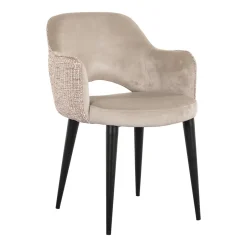 Richmond Interiors Eetkamerstoel Giovanna Velvet en stof, kleur /Rose* Beige Eetkamerstoelen|Eetkamerstoelen Met Armleuning