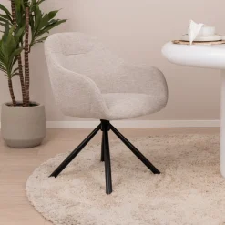 WOOOD Eetkamerstoel Grant-Jaki Chenille, kleur* Chenille Eetkamerstoelen|Beige Eetkamerstoelen