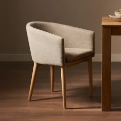 Kave Home Eetkamerstoel Harlan Chenille* Chenille Eetkamerstoelen|Beige Eetkamerstoelen