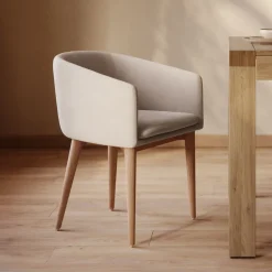 Kave Home Eetkamerstoel Harlan Chenille* Chenille Eetkamerstoelen|Beige Eetkamerstoelen