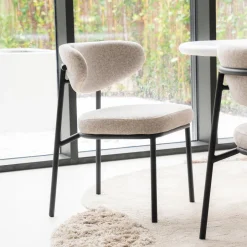 By-Boo Eetkamerstoel Jari* Beige Eetkamerstoelen|Eetkamerstoelen Zonder Armleuning